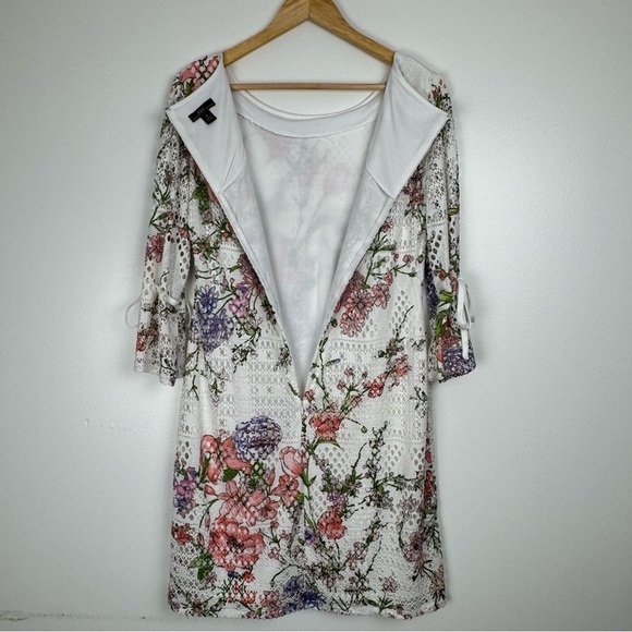 R&K White Floral Eyelet Dress Size 6 Flounce Ruffle Sleeve Cottagecore Coquette - Picture 7 of 13